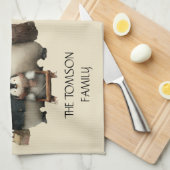 Winter Penguin Family Personalized Design Theedoek (Quarter Fold)