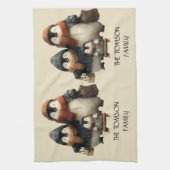 Winter Penguin Family Personalized Design Theedoek (Verticaal)
