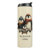 Winter Penguin Family Personalized Design Thermosbeker (Gedraaid links)