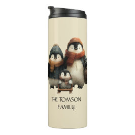 Winter Penguin Family Personalized Design Thermosbeker