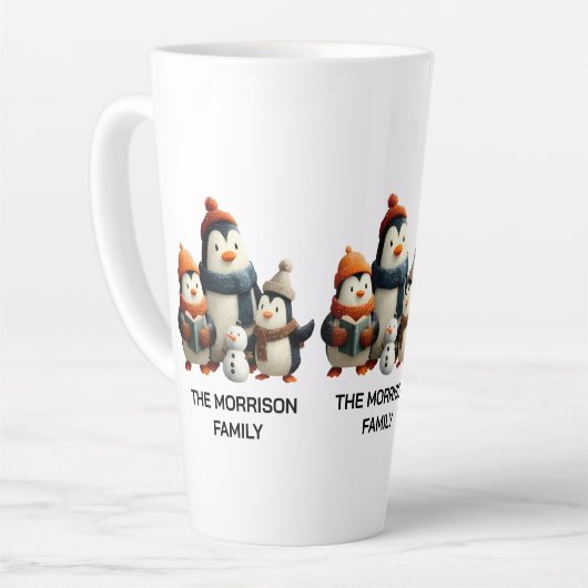 Winter Penguin Family with Snowman Latte Mok (Linkerhoek)