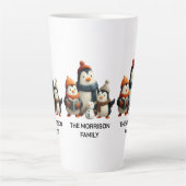 Winter Penguin Family with Snowman Latte Mok (Voorkant)