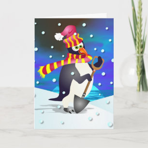 Winter Penguin Feestdagen Kaart