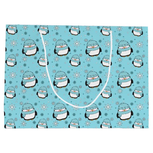 Winter Penguin Gift Bag (groot) Large Cadeautasje (Achterkant)
