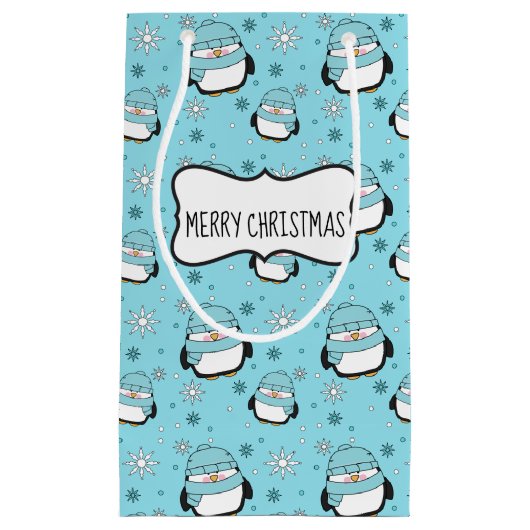 Winter Penguin Gift Bag (klein) Klein Cadeauzakje (Voorkant)