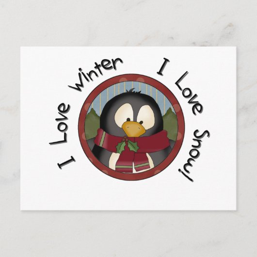 Winter Penguin Holiday Tshirts en Gifts Feestdagenkaart (Voorkant)