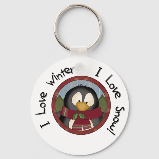 Winter Penguin Holiday Tshirts en Gifts Sleutelhanger (Voorkant)