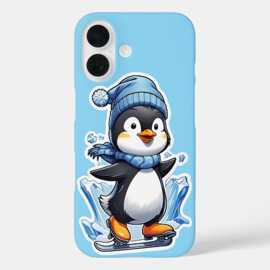 Winter Penguin Ice Staking iPhone Case (Achterkant)