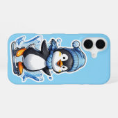 Winter Penguin Ice Staking iPhone Case 16 Hoesje (Achterkant horizontaal)
