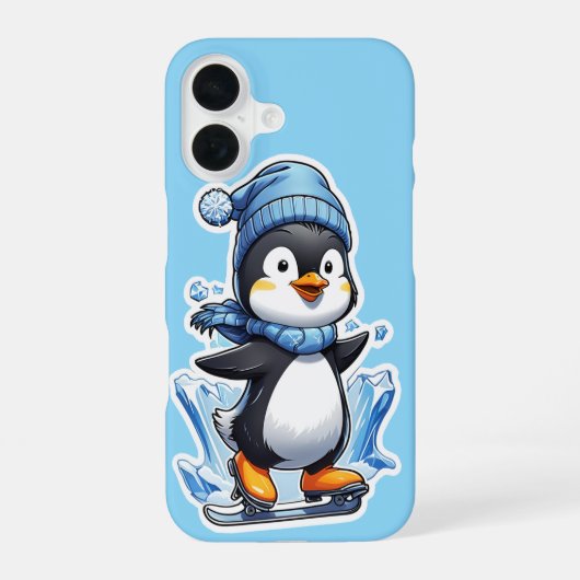 Winter Penguin Ice Staking iPhone Case 16 Hoesje (Achterkant)