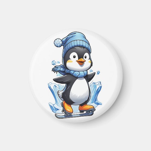 Winter Penguin Ice Staking Magneet (Voorkant)