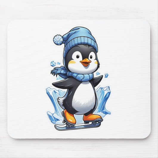 Winter Penguin Ice Staking Muismat (Voorkant)