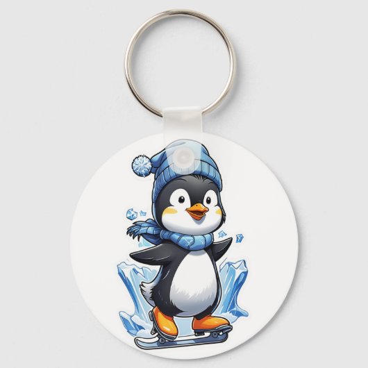 Winter Penguin Ice Staking Sleutelhanger (Voorkant)