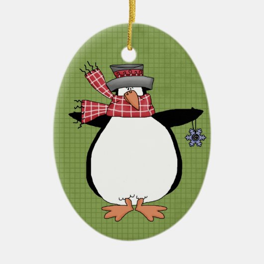 Winter Penguin Keramische kerstversiering Keramisch Ornament (Voorkant)