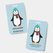 Winter Penguin Name Tag personaliseren Badge (Voor- en achterkant)
