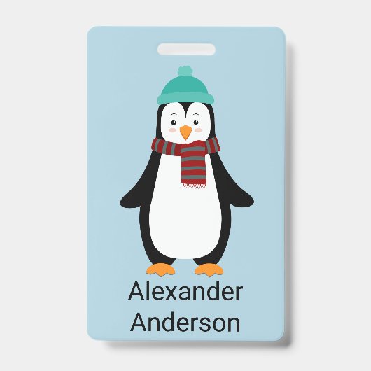 Winter Penguin Name Tag personaliseren Badge (Voorkant)