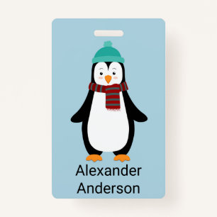 Winter Penguin Name Tag personaliseren Badge