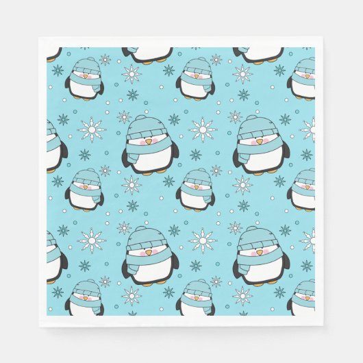 Winter Penguin Paper Napkins Servet (Voorkant)