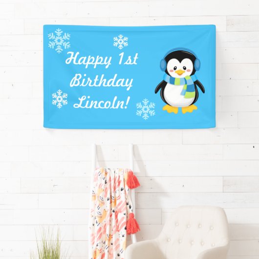 Winter Penguin Party Banner (Insitu)
