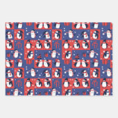 Winter Penguin Pattern Blue Wrapping Paper (Voorkant 3)