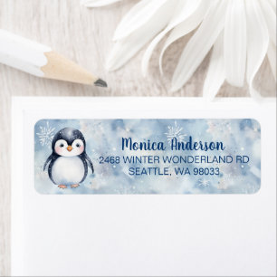 Winter Penguin Retour Adreslabel Etiket
