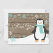 Winter Penguin Snowflake Aqua Hartelijk dank Bedankkaart (Voorkant)