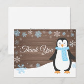 Winter Penguin Snowflake Blue Hartelijk dank Bedankkaart (Voorkant / Achterkant)