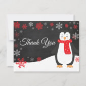 Winter Penguin Snowflake Red Dank je wel Bedankkaart (Voorkant)