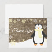 Winter Penguin Snowflake Yellow Dank je wel Bedankkaart (Voorkant / Achterkant)