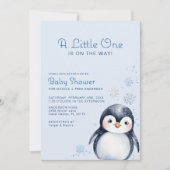 Winter Penguin Waterverf Baby shower Uitnodigen Kaart (Voorkant)