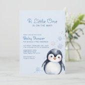 Winter Penguin Waterverf Baby shower Uitnodigen Kaart (Staand voorkant)