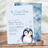 Winter Penguin Waterverf Baby shower Uitnodigen Kaart