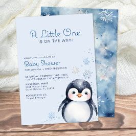 Winter Penguin Waterverf Baby shower Uitnodigen Kaart