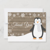 Winter Penguin White Snowflake Hartelijk dank Bedankkaart (Voorkant)