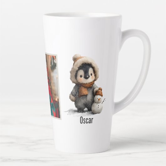 Winter Penguin with Snowman Design Latte Mok (Rechts)