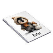 Winter Penguin with Snowman Design Notitieboek (Rechterzijde)