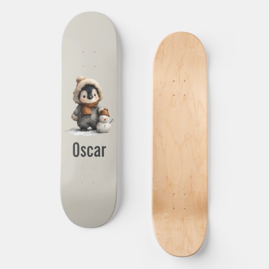 Winter Penguin with Snowman Design Persoonlijk Skateboard (Voorkant)