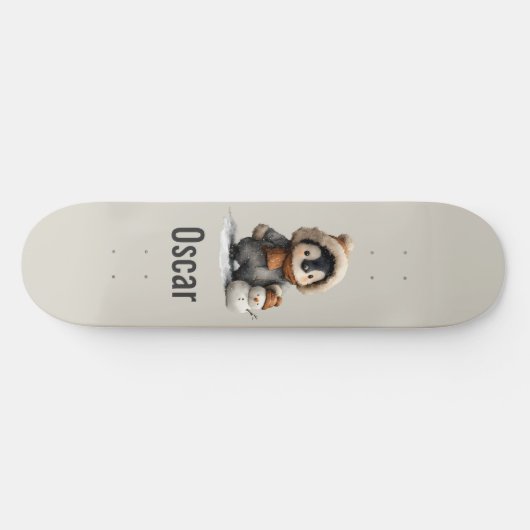 Winter Penguin with Snowman Design Persoonlijk Skateboard (Horizontaal)