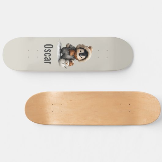 Winter Penguin with Snowman Design Persoonlijk Skateboard (Horizontaal)