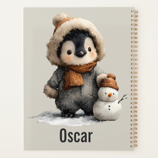 Winter Penguin with Snowman Design Planner (Achterkant)