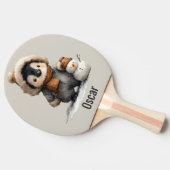 Winter Penguin with Snowman Design Tafeltennisbatje (Zijkant)