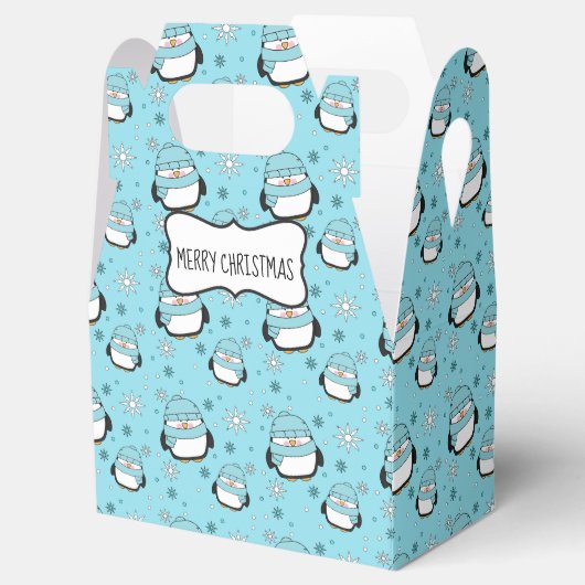 Winter Penguins Gable Favor Box Bedankdoosjes (Geopend)