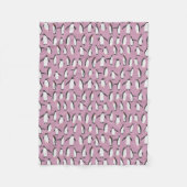 Winter Penguins Pattern op Snowy Paars Fleece Deken (Voorkant)