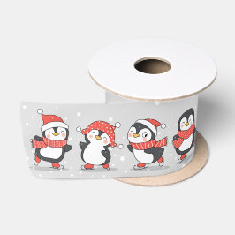 Winter Penguins Satijnen Lint