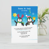 Winter Penguins Uitnodiging (Staand voorkant)