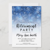 Winter Pensioen Party Vakantie Sparkle Blauw Kaart (Voorkant)