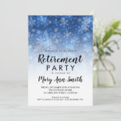 Winter Pensioen Party Vakantie Sparkle Blauw Kaart (Staand voorkant)