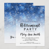 Winter Pensioen Party Vakantie Sparkle Blauw Kaart (Voorkant / Achterkant)