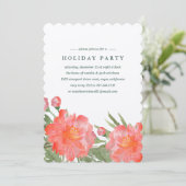 Winter Peony Holiday Party Uitnodiging (Staand voorkant)