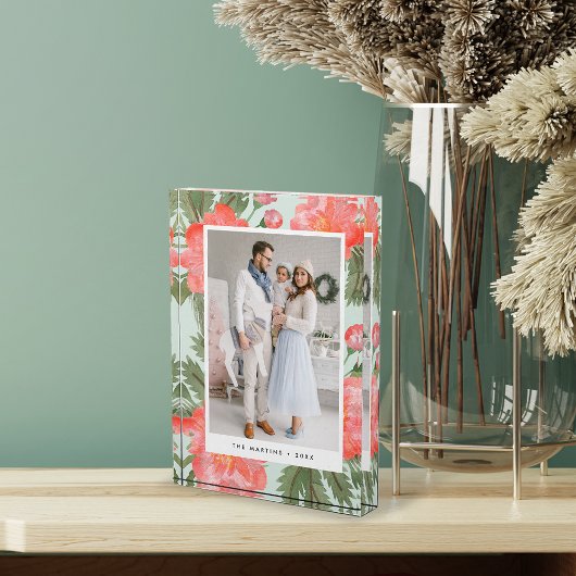 Winter Peony Holiday Photo Block Fotoblokken